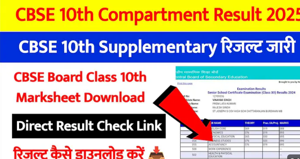 download CBSE 10th Compartment Result 2025